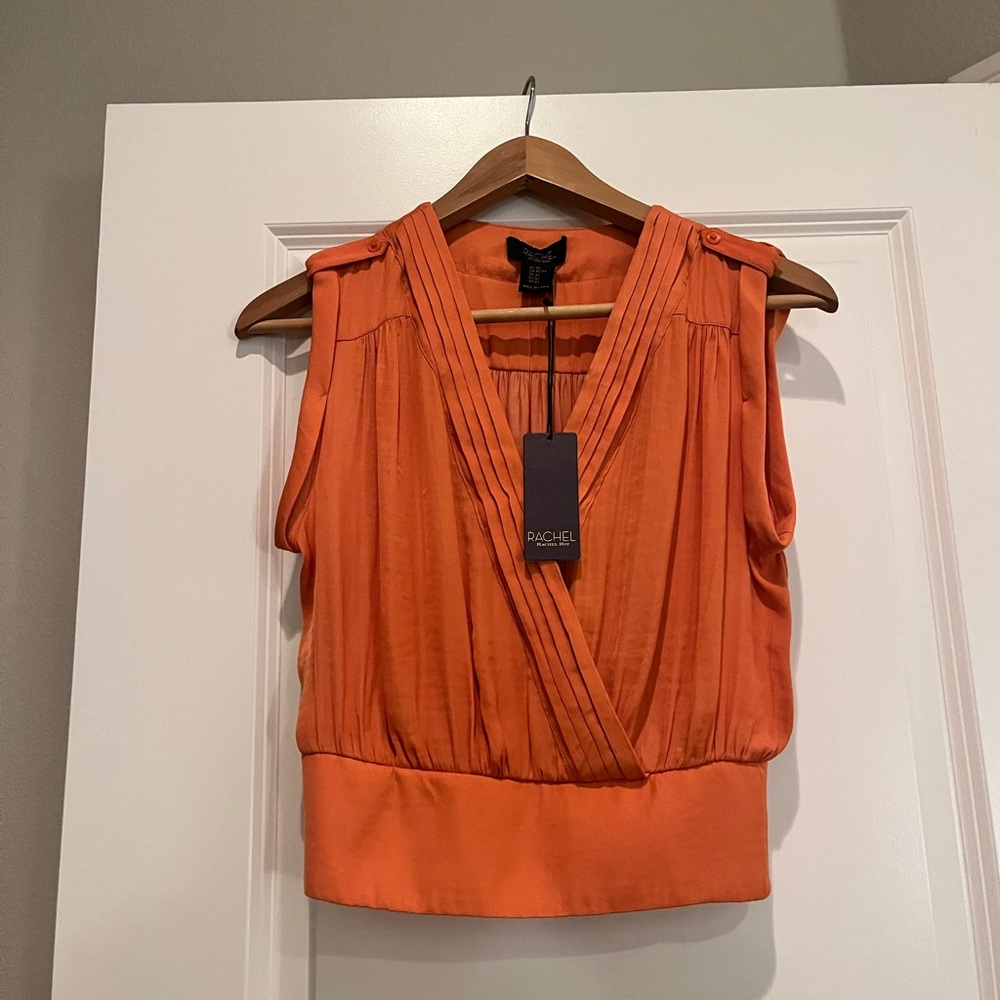 Rachel Vibrant Orange V-Neck Blouse